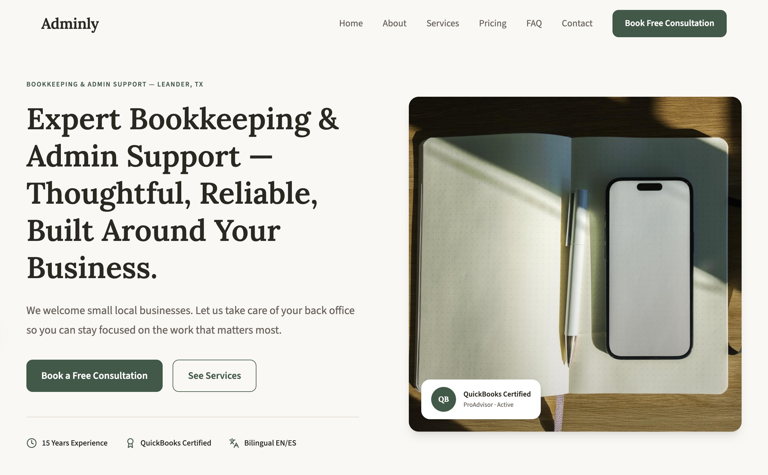 Adminly virtual assistant site redesign concept